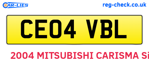 CE04VBL are the vehicle registration plates.