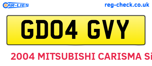 GD04GVY are the vehicle registration plates.