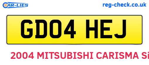 GD04HEJ are the vehicle registration plates.