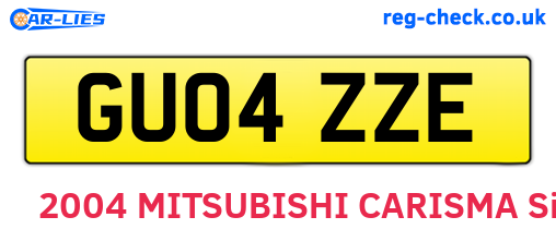 GU04ZZE are the vehicle registration plates.
