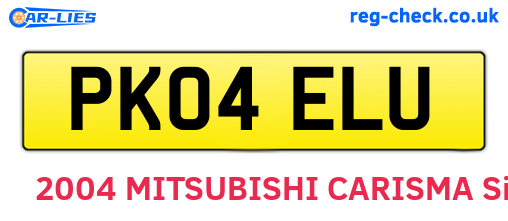PK04ELU are the vehicle registration plates.