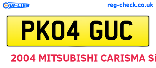 PK04GUC are the vehicle registration plates.
