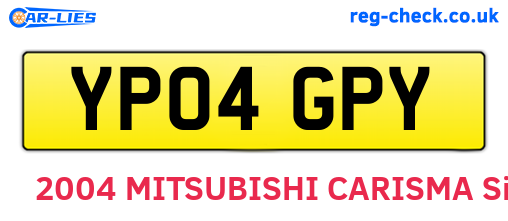 YP04GPY are the vehicle registration plates.