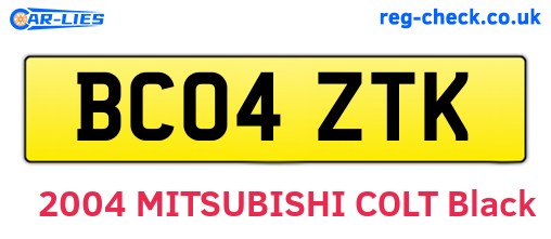 BC04ZTK are the vehicle registration plates.