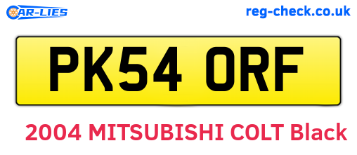 PK54ORF are the vehicle registration plates.