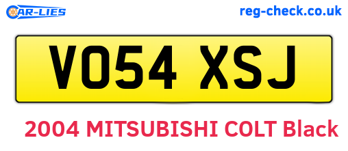 VO54XSJ are the vehicle registration plates.