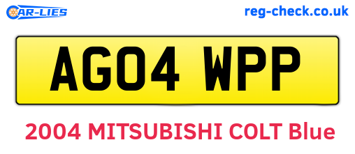 AG04WPP are the vehicle registration plates.