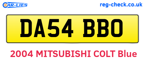 DA54BBO are the vehicle registration plates.