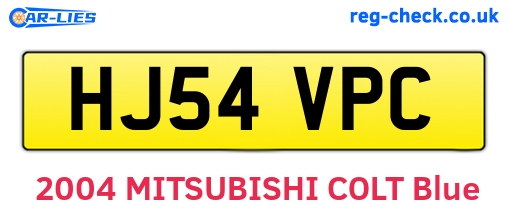 HJ54VPC are the vehicle registration plates.