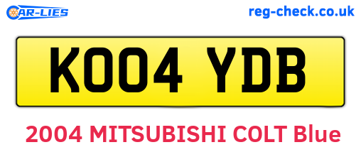 KO04YDB are the vehicle registration plates.