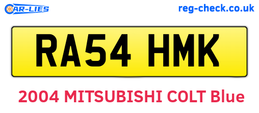 RA54HMK are the vehicle registration plates.
