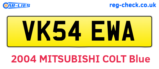VK54EWA are the vehicle registration plates.