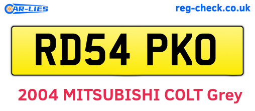 RD54PKO are the vehicle registration plates.
