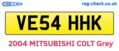 VE54HHK are the vehicle registration plates.