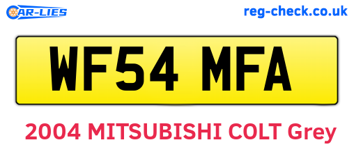 WF54MFA are the vehicle registration plates.