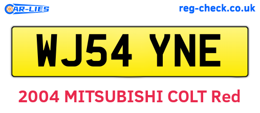 WJ54YNE are the vehicle registration plates.