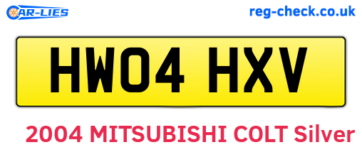 HW04HXV are the vehicle registration plates.