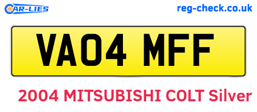 VA04MFF are the vehicle registration plates.