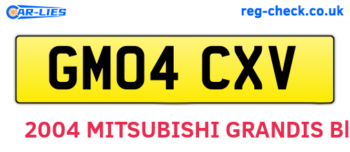 GM04CXV are the vehicle registration plates.