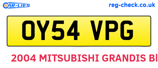 OY54VPG are the vehicle registration plates.