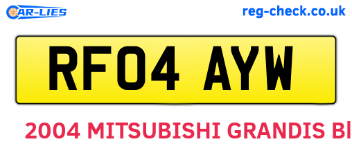 RF04AYW are the vehicle registration plates.