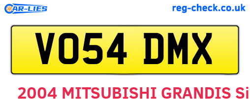 VO54DMX are the vehicle registration plates.