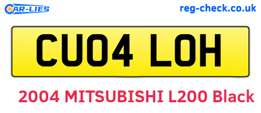 CU04LOH are the vehicle registration plates.