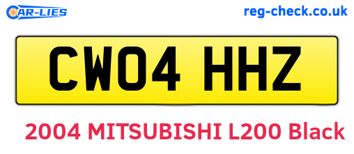 CW04HHZ are the vehicle registration plates.