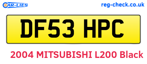 DF53HPC are the vehicle registration plates.