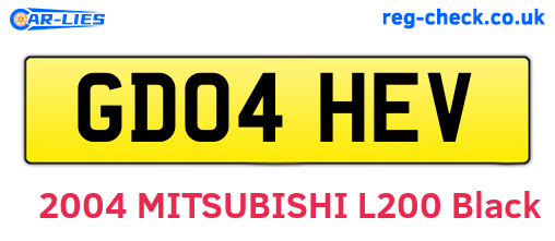 GD04HEV are the vehicle registration plates.