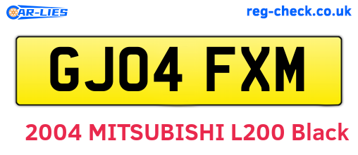 GJ04FXM are the vehicle registration plates.