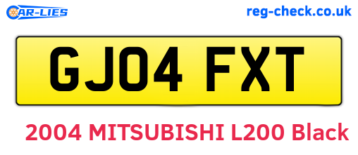 GJ04FXT are the vehicle registration plates.