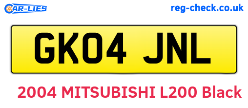 GK04JNL are the vehicle registration plates.