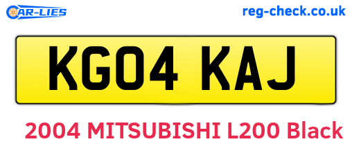 KG04KAJ are the vehicle registration plates.
