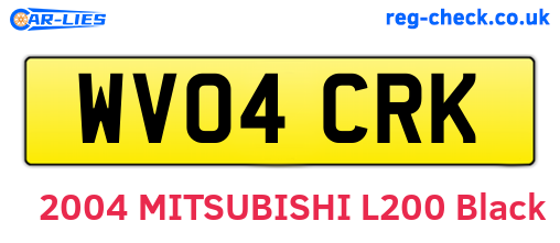 WV04CRK are the vehicle registration plates.