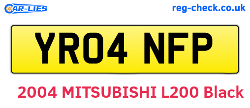 YR04NFP are the vehicle registration plates.