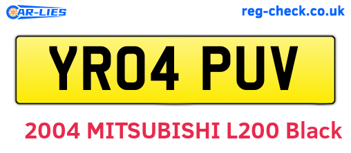 YR04PUV are the vehicle registration plates.