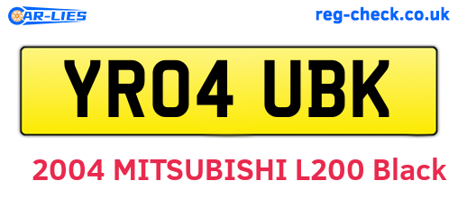 YR04UBK are the vehicle registration plates.