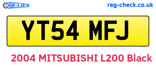 YT54MFJ are the vehicle registration plates.