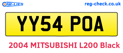 YY54POA are the vehicle registration plates.