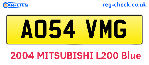 AO54VMG are the vehicle registration plates.
