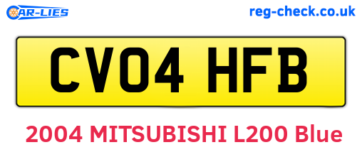 CV04HFB are the vehicle registration plates.