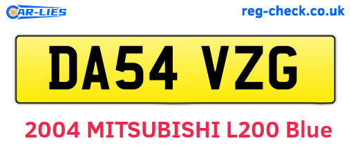DA54VZG are the vehicle registration plates.