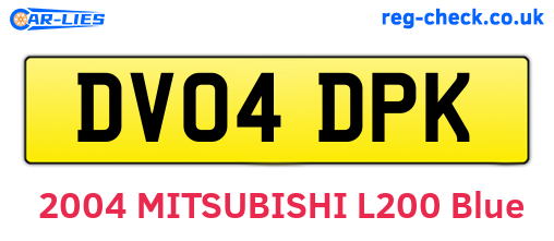 DV04DPK are the vehicle registration plates.