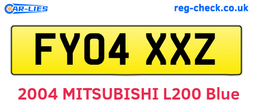 FY04XXZ are the vehicle registration plates.