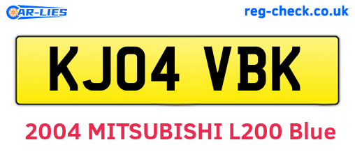 KJ04VBK are the vehicle registration plates.