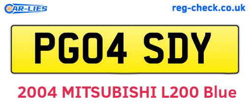 PG04SDY are the vehicle registration plates.