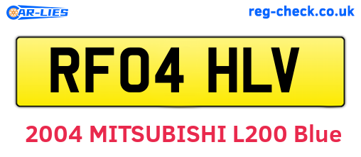 RF04HLV are the vehicle registration plates.