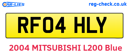 RF04HLY are the vehicle registration plates.