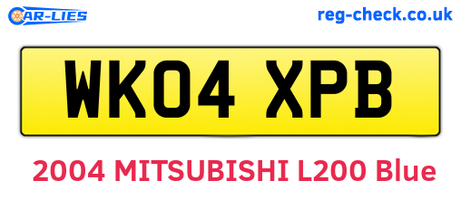WK04XPB are the vehicle registration plates.